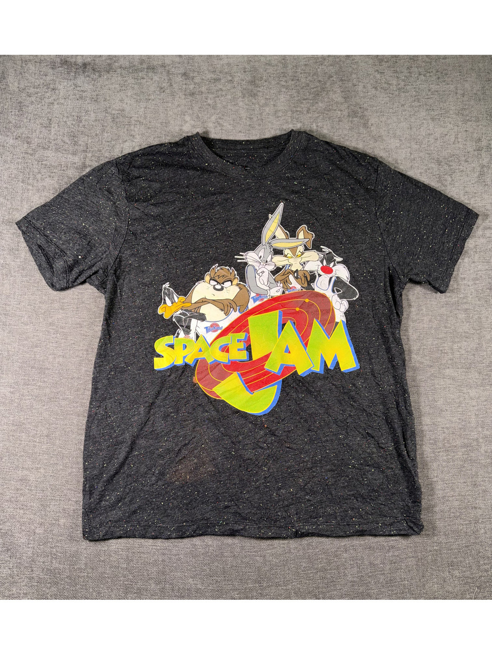 Space Jam Graphic T-Shirt with Looney Tunes Characters, Size Large